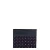 PORTACARTE DI CREDITO SETA E PELLE BLU SCURO 5 scomparti