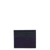 PORTACARTE DI CREDITO SETA E PELLE BLU SCURO 5 scomparti