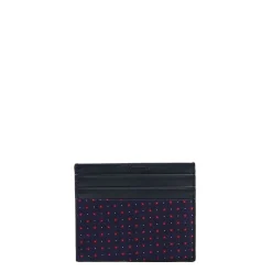 PORTACARTE DI CREDITO SETA E PELLE BLU SCURO 5 scomparti