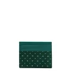 PORTACARTE DI CREDITO SETA E PELLE VERDE SCURO 5 scomparti