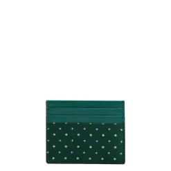 PORTACARTE DI CREDITO SETA E PELLE VERDE SCURO 5 scomparti