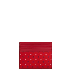 PORTACARTE DI CREDITO SETA E PELLE ROSSO 5 scomparti