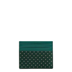 PORTACARTE DI CREDITO SETA E PELLE VERDE SCURO 5 scomparti