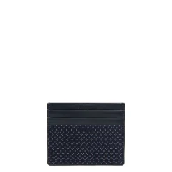 PORTACARTE DI CREDITO SETA E PELLE BLU SCURO 5 scomparti