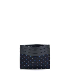 PORTACARTE DI CREDITO SETA E PELLE BLU SCURO 5 scomparti