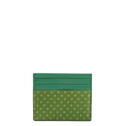 PORTACARTE DI CREDITO SETA E PELLE VERDE CHIARO 5 scomparti