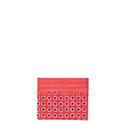 PORTACARTE DI CREDITO SETA E PELLE ROSSO 5 scomparti
