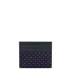 PORTACARTE DI CREDITO SETA E PELLE BLU SCURO 5 scomparti