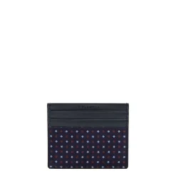 PORTACARTE DI CREDITO SETA E PELLE BLU SCURO 5 scomparti
