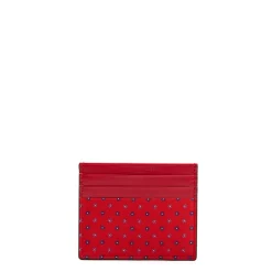 PORTACARTE DI CREDITO SETA E PELLE ROSSO 5 scomparti