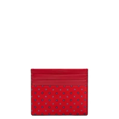PORTACARTE DI CREDITO SETA E PELLE ROSSO 5 scomparti