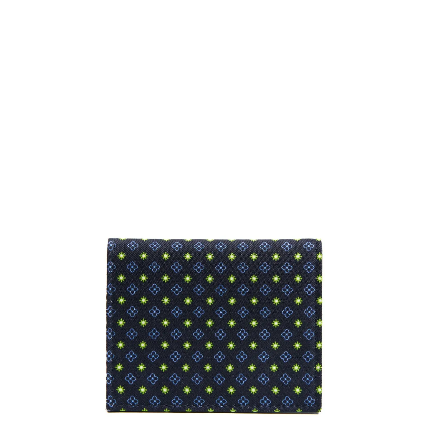PORTACARTE PIEGHEVOLE IN SETA PELLE BLU SCURO 10 scomparti