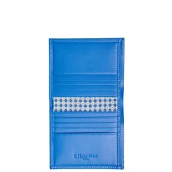 PORTAFOGLIO PICCOLO AZZURRO In seta e pelle