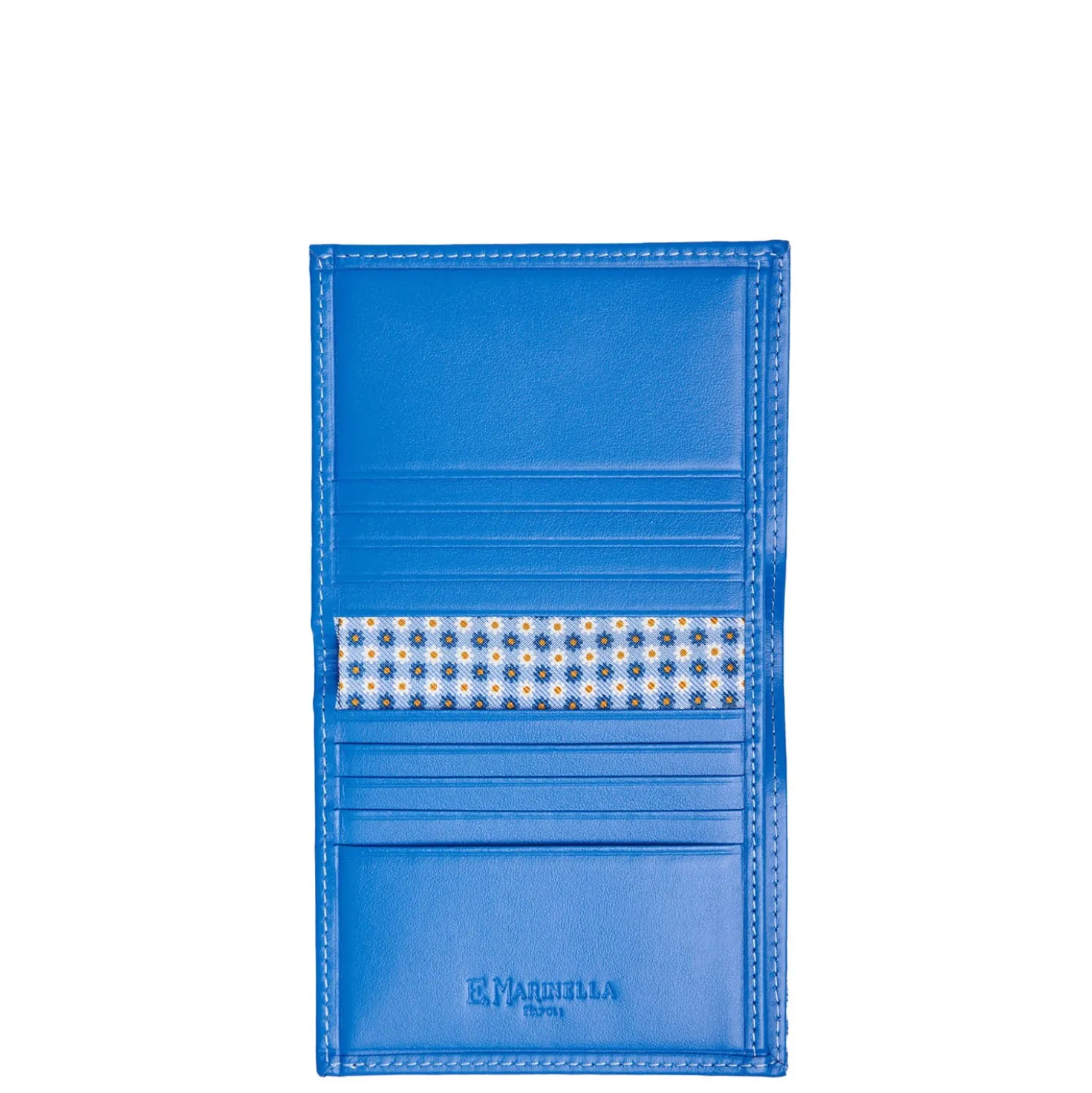 PORTAFOGLIO PICCOLO AZZURRO In seta e pelle
