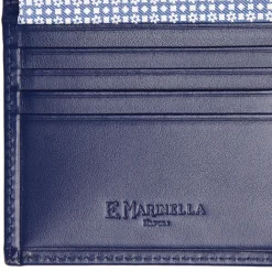 PORTAFOGLIO PICCOLO AZZURRO POLVERE In seta e pelle