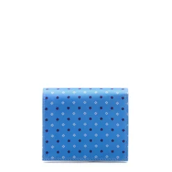 PORTAFOGLIO PICCOLO AZZURRO In seta e pelle