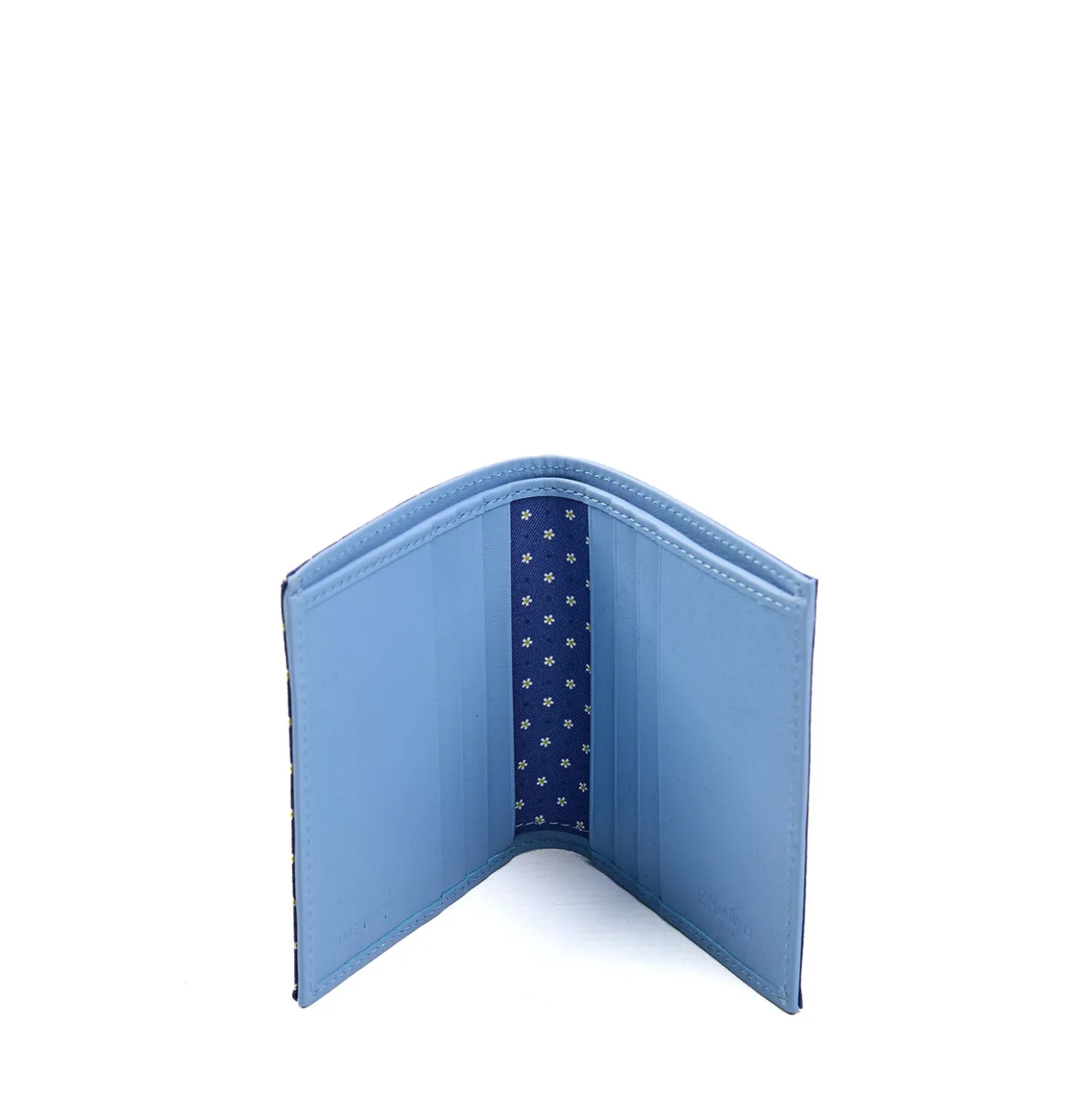 PORTAFOGLIO PICCOLO BLU In seta e pelle