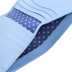 PORTAFOGLIO PICCOLO BLU In seta e pelle