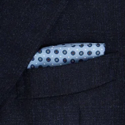 PORTAOCCHIALI AZZURRO In seta stampata a mano