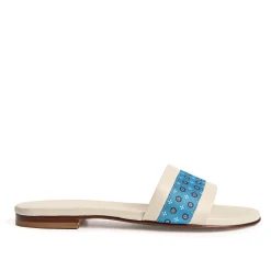 SANDALO FLAT ICONOGRAPHIC SIGNATURE Con fascia in seta azzurra