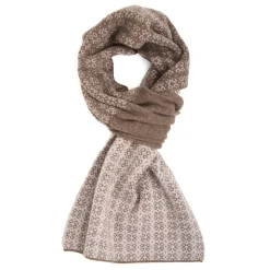 SCALDACOLLO MARRONE SCURO E BEIGE MICROFANTASIA In cashmere