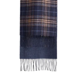 SCIARPA BICOLOR BLU IN SETA E CASHMERE Check