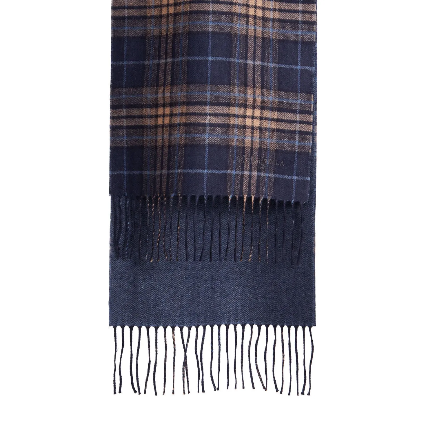 SCIARPA BICOLOR BLU IN SETA E CASHMERE Check