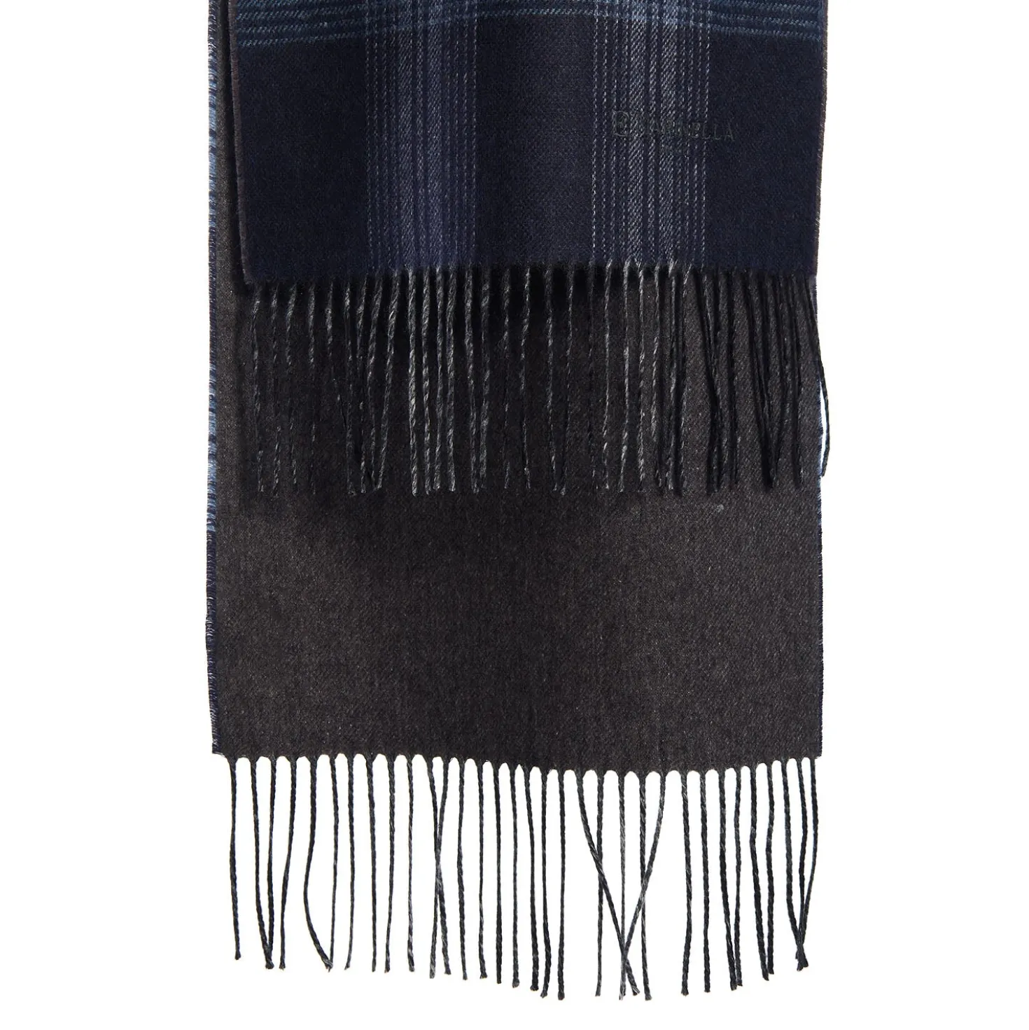 SCIARPA BICOLOR BLU SCURO IN SETA E CASHMERE Check
