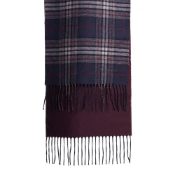 SCIARPA BICOLOR BLU SCURO IN SETA E CASHMERE Check