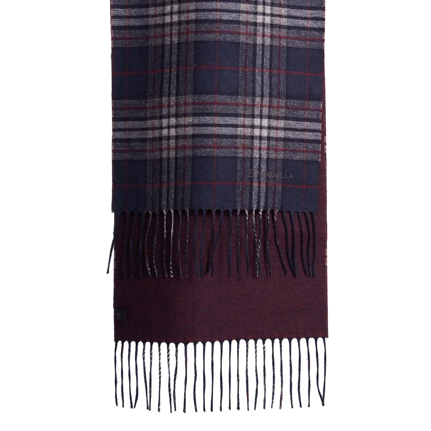 SCIARPA BICOLOR BLU SCURO IN SETA E CASHMERE Check