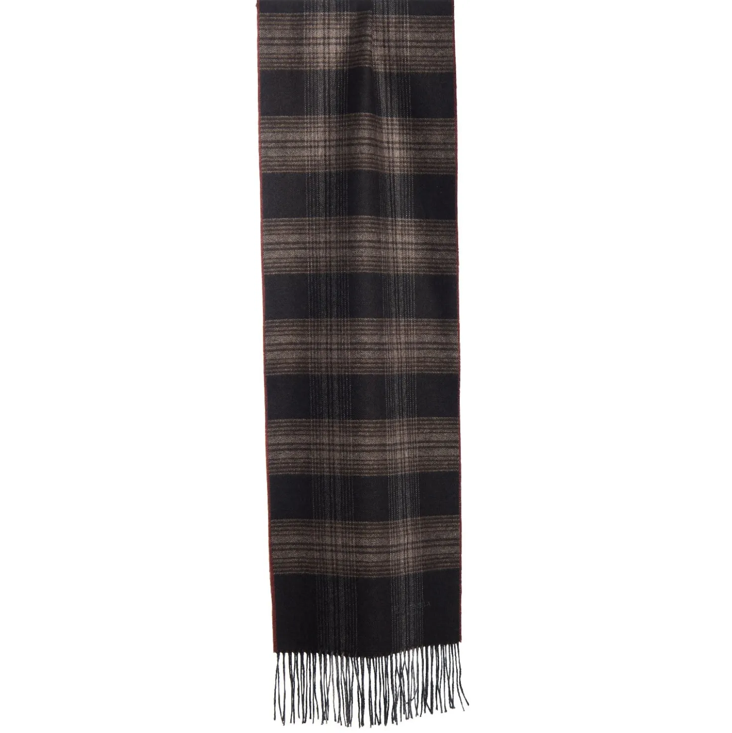 SCIARPA BICOLOR MARRONE IN SETA E CASHMERE Check