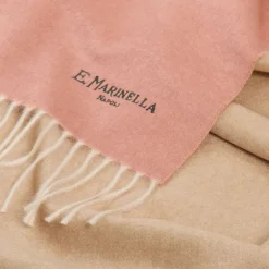 SCIARPA BICOLOR ROSA E BEIGE IN SETA E CASHMERE Tinta unita