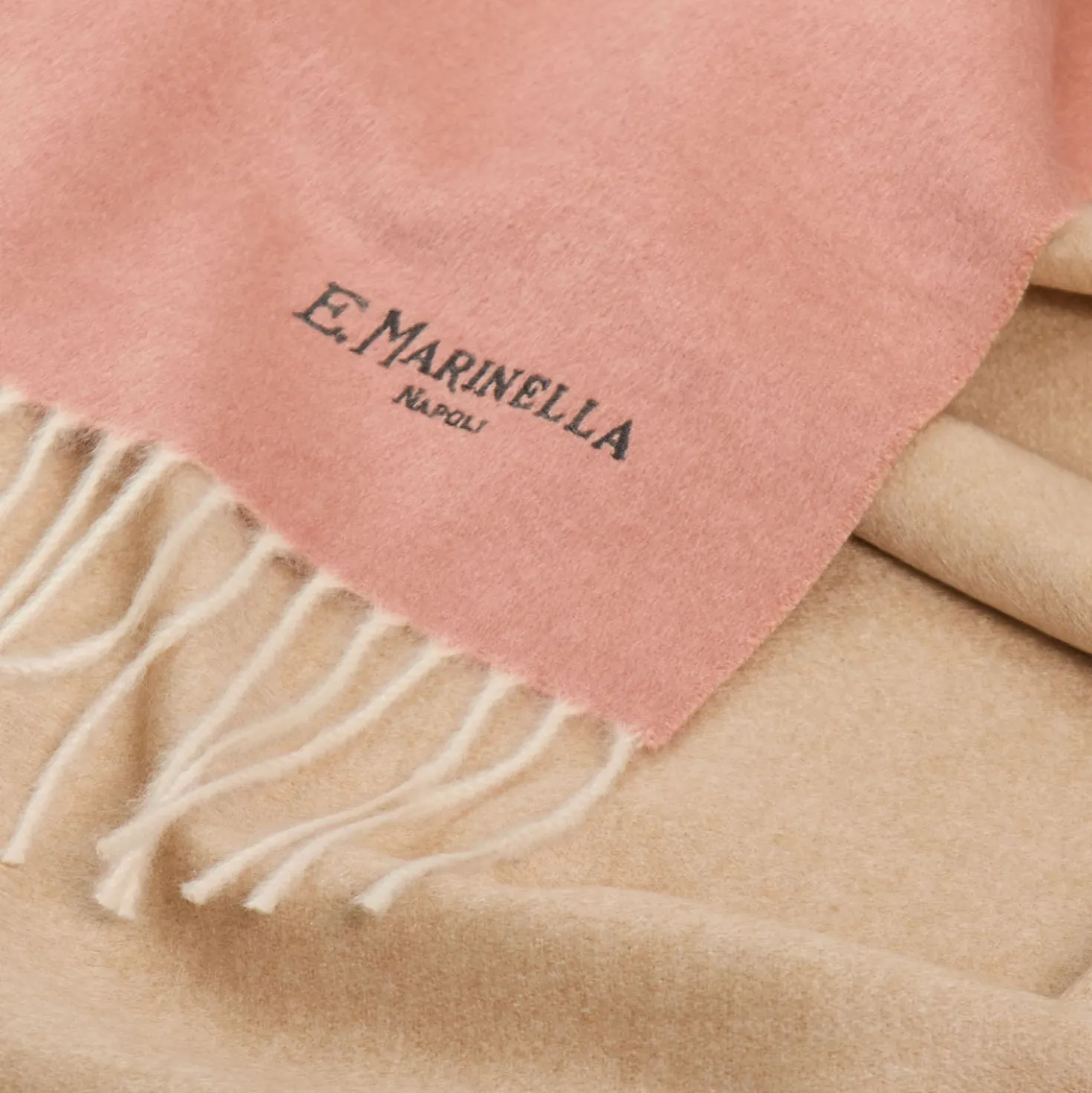 SCIARPA BICOLOR ROSA E BEIGE IN SETA E CASHMERE Tinta unita