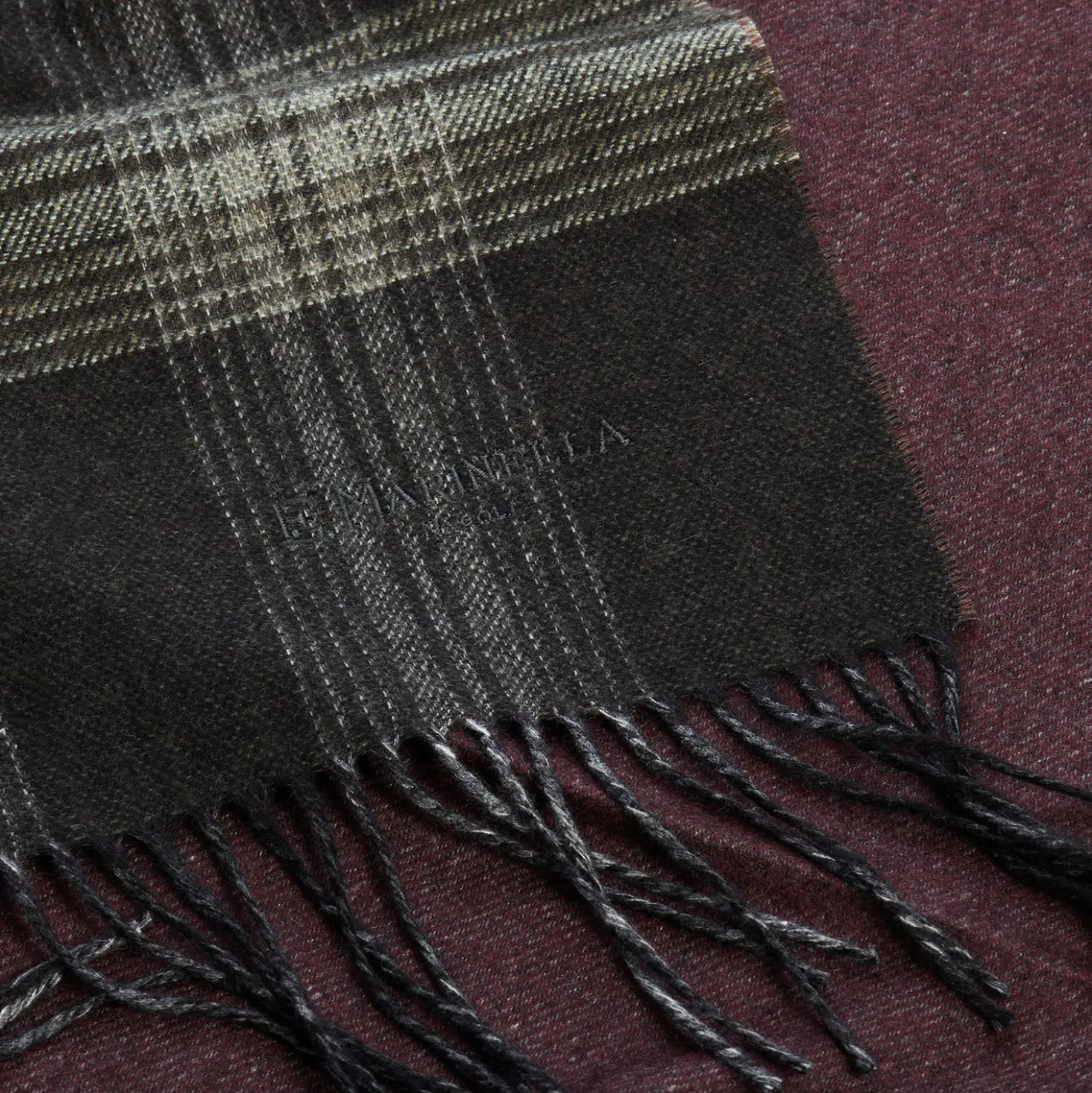 SCIARPA BICOLOR VERDE IN SETA E CASHMERE Check