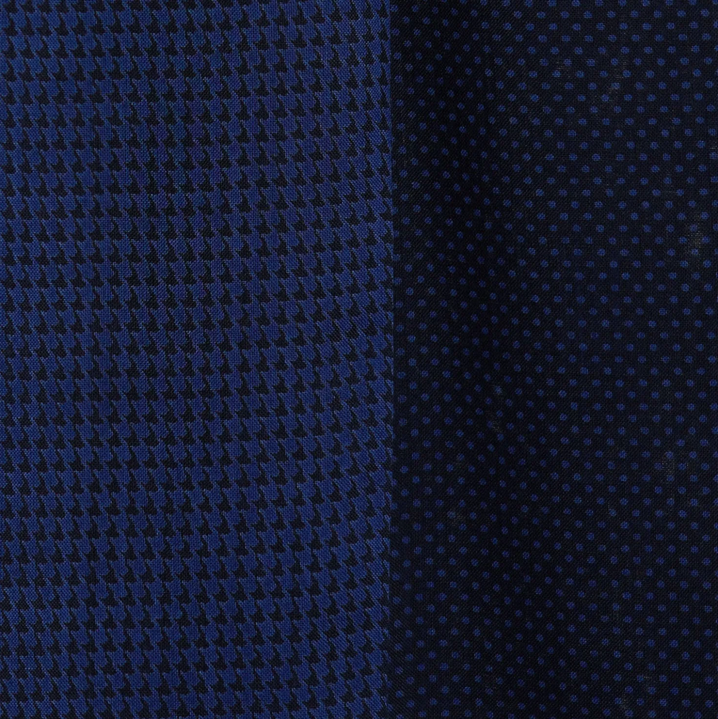 SCIARPA BLU SCURO IN LANA E SETA Pied de poule e pois