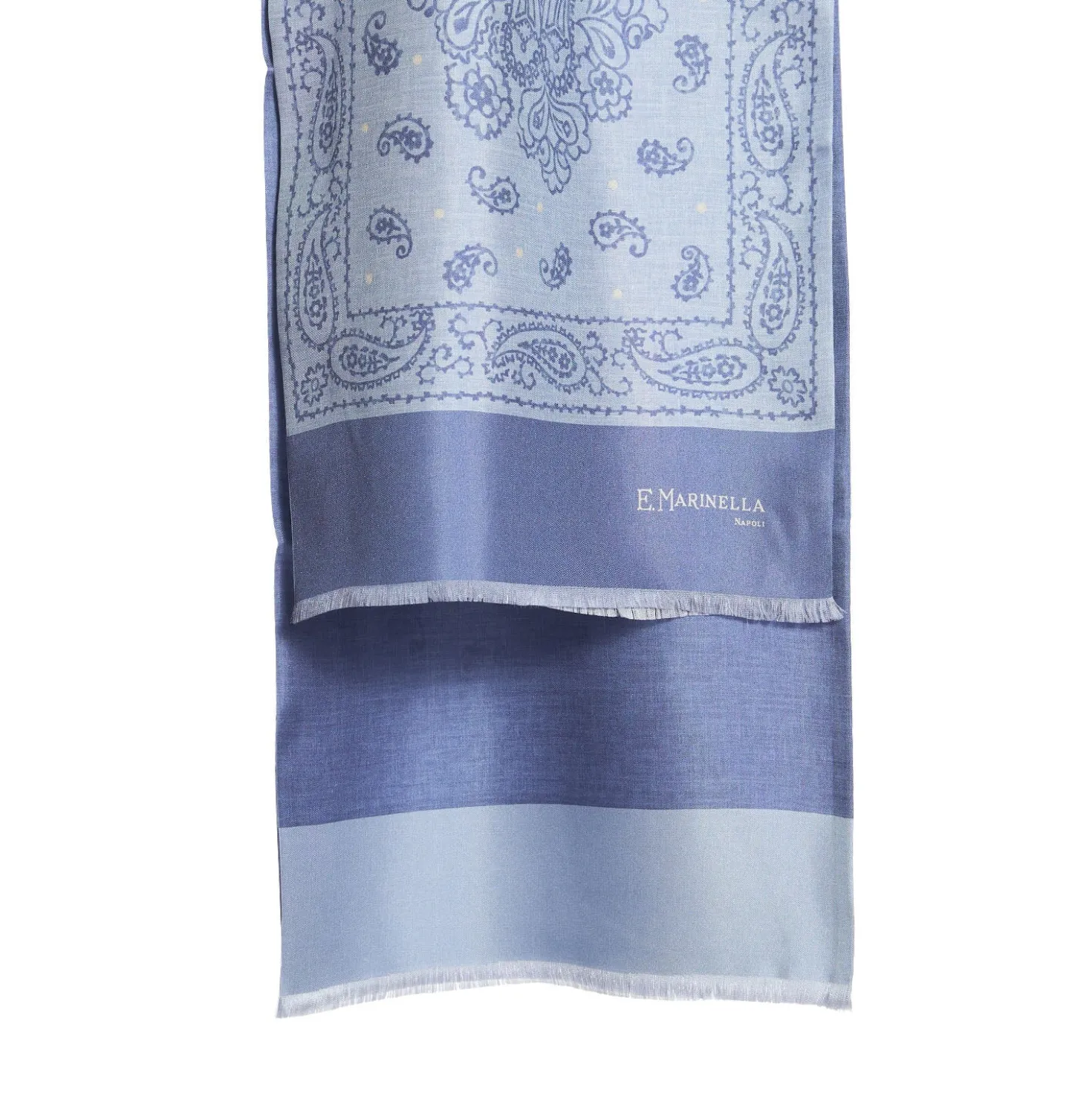 SCIARPA TUBOLARE AZZURRO POLVERE IN SETA TWILL Paisley