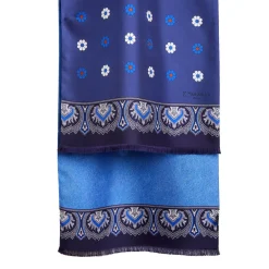 SCIARPA TUBOLARE BLU IN SETA TWILL Floral drift
