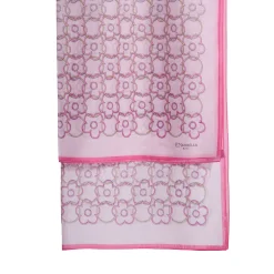 SCIARPA TUBOLARE IN VOILE DI COTONE E SETA ROSA Fiore monogram 100