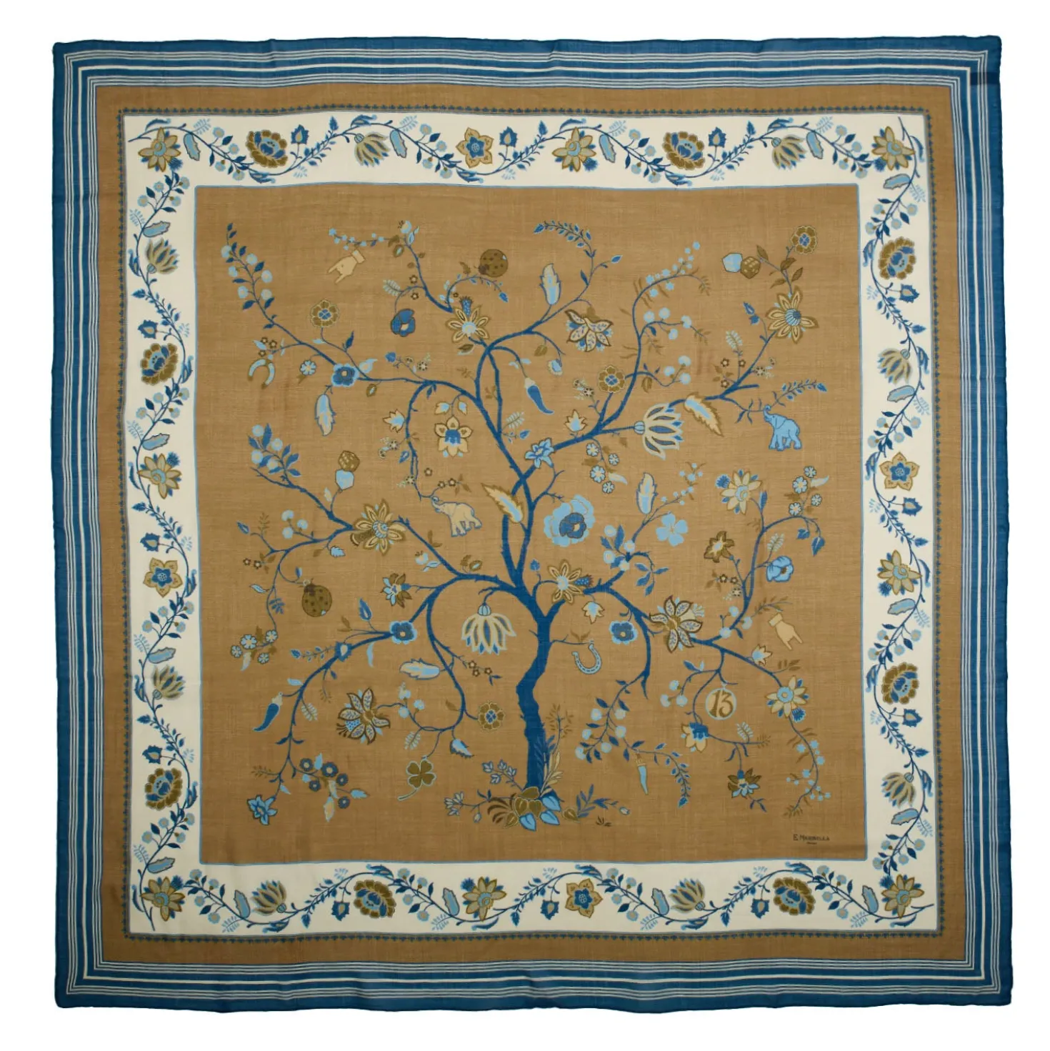 STOLA BEIGE 140 IN LANA E CASHMERE Albero della vita