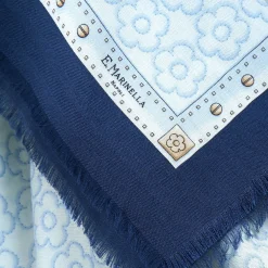 STOLA BLU 115 IN LANA, SETA E CASHMERE Fiori d’archivio