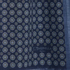 STOLA BLU SCURO In lana con decorazioni floreali