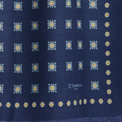 STOLA BLU SCURO IN LANA Decorazioni floreali