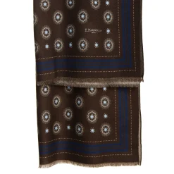 STOLA DARK BROWN IN LANA Decorazioni floreali