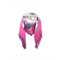 STOLA FUCSIA 115 IN LANA, SETA E CASHMERE Nappine e chiavi