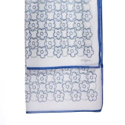 STOLA IN VOILE DI COTONE E SETA BLU Fiore monogram 100