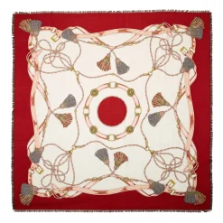 STOLA ROSSA 115 IN LANA, SETA E CASHMERE Nappine e chiavi