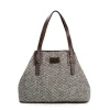 TOTE BAG MARRONE In lana e pelle martellata