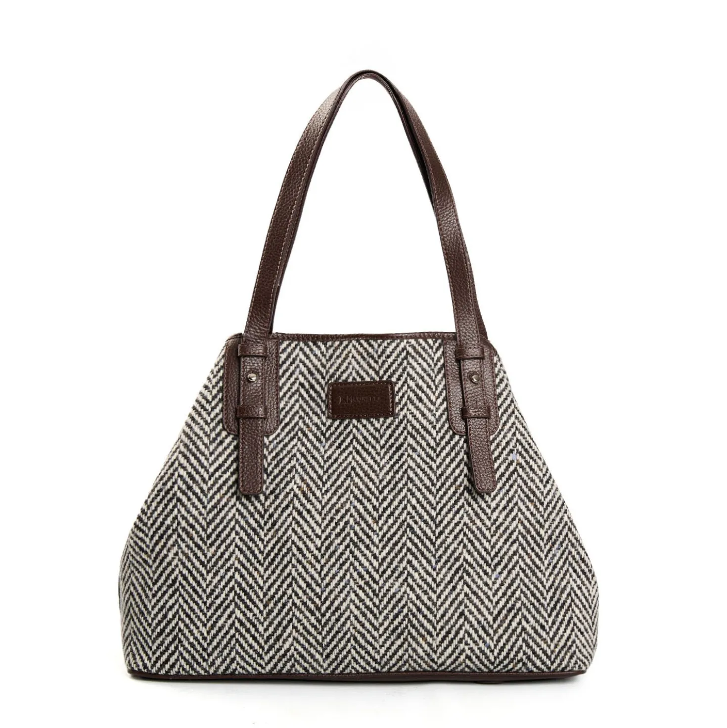 TOTE BAG MARRONE In lana e pelle martellata