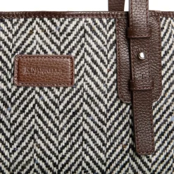 TOTE BAG MARRONE In lana e pelle martellata
