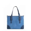 TOTE BAG MIDI AZZURRO POLVERE In suede e pelle